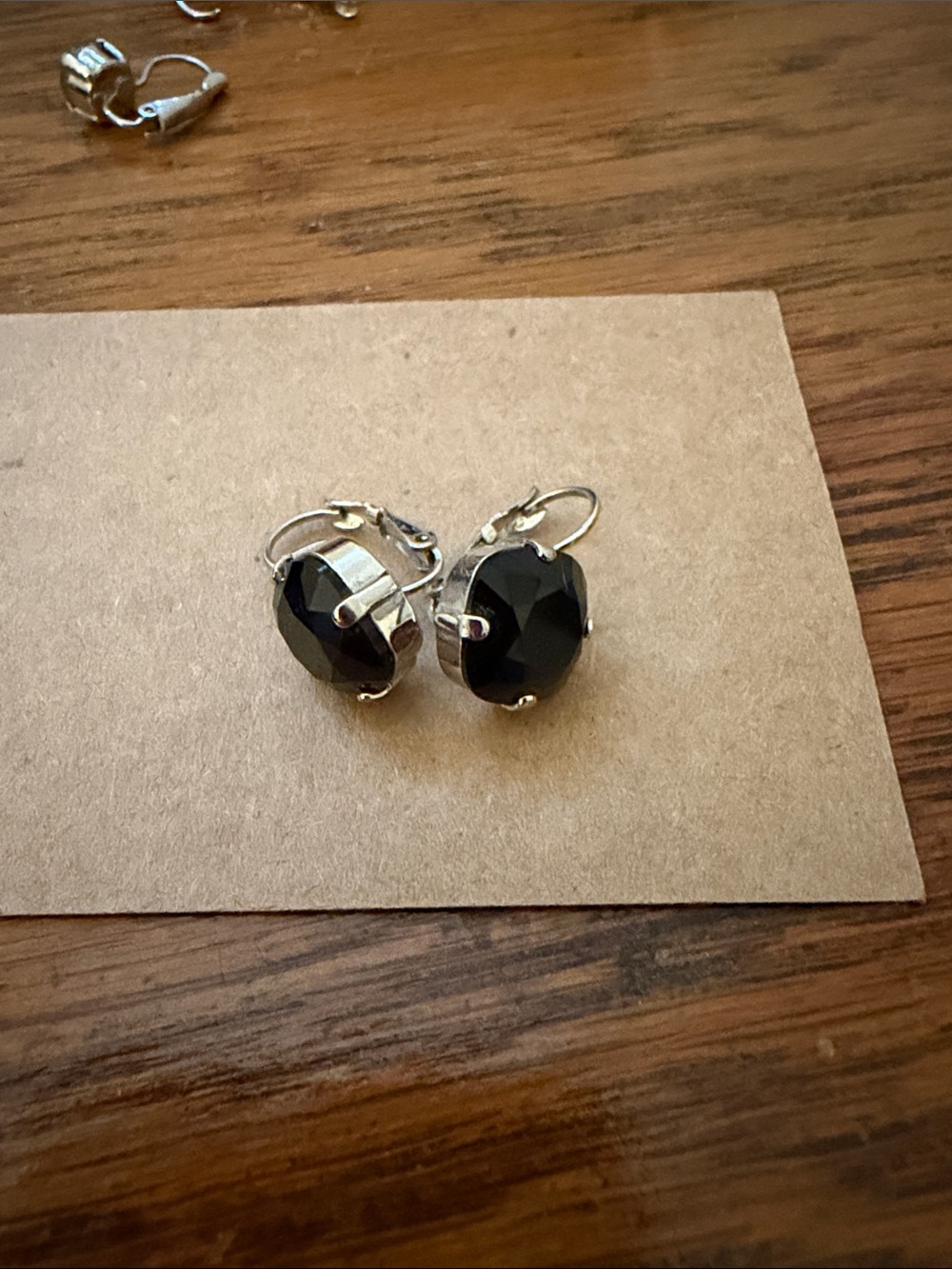 Sabika Black Faceted Drop Earrings with Silver-Tone Accents